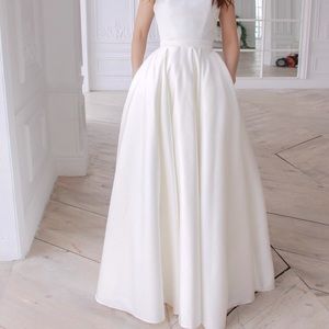 Davids Bridal White Silk Lined Wedding Skirt NWOT